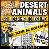 Desert animals science reading mystery cover for grades 3-6