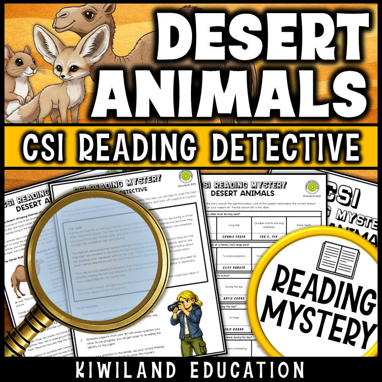 Nonfiction desert animals reading comprehension passage for grades 3-6