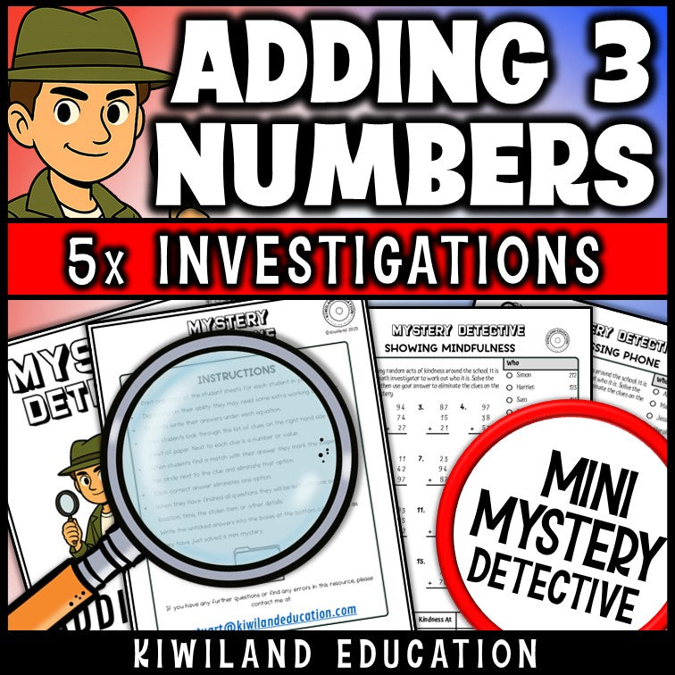 Detective cases adding three two digit numbers