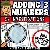 Detective cases adding three two digit numbers