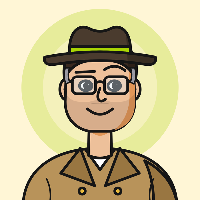 Detective Stuart, cartoon of Kiwiland Education's math detective worksheet creator in a fedora and trench coat
