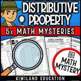 Distributive property detective math mystery activity for grades 4-5