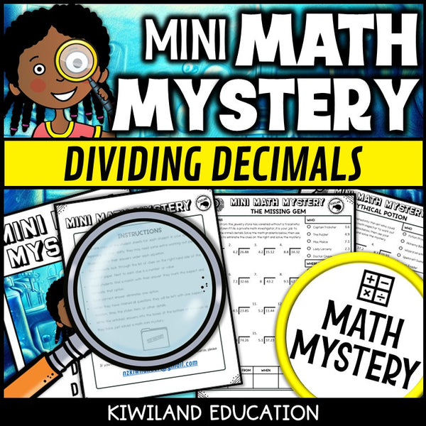 Dividing decimals math mystery worksheet sample pages
