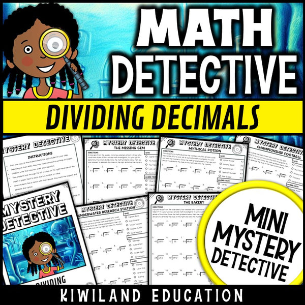 Dividing decimals worksheets 5th grade 5nbt7 CSI mini mystery