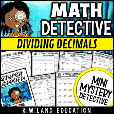 Dividing decimals worksheets 5th grade 5nbt7 CSI mini mystery