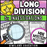Dividing four digit numbers step by step algorithm practice pages