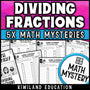 Dividing fractions zombie math mystery worksheets cover for grades 5-6