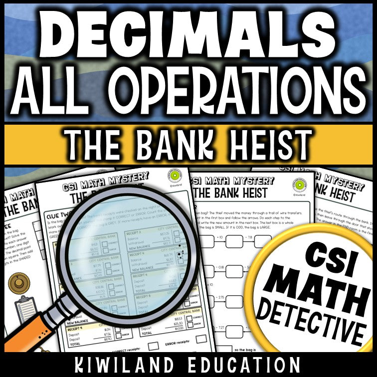 Dividing and multiplying decimals money receipts activity, no-prep printable math center