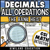 Dividing and multiplying decimals money receipts activity, no-prep printable math center