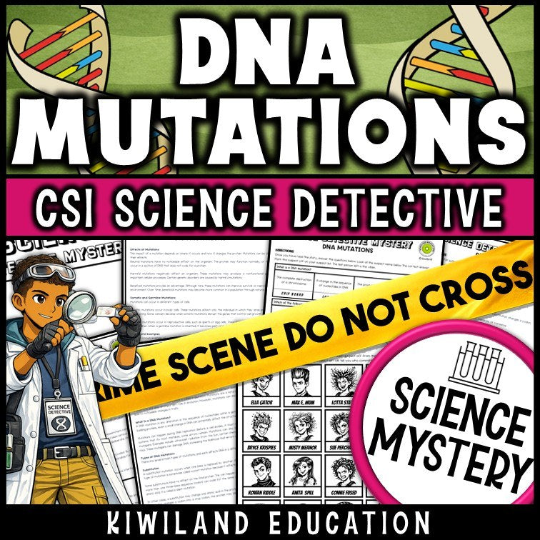 DNA mutations science reading mystery cover for grades 3-6