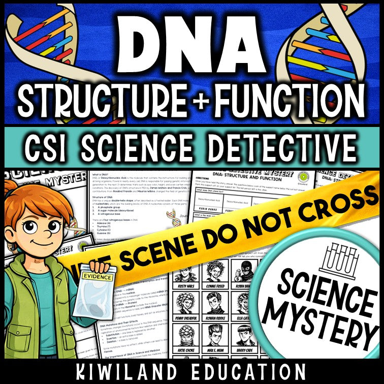 DNA Structure and Function Science Mystery cover for Grades 8–10 genetics