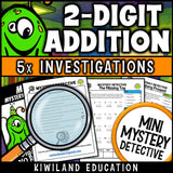 Double digit addition no regrouping mystery detective cases