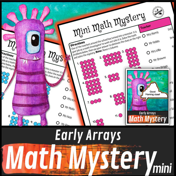 Early multiplication arrays math mystery worksheet sample pages
