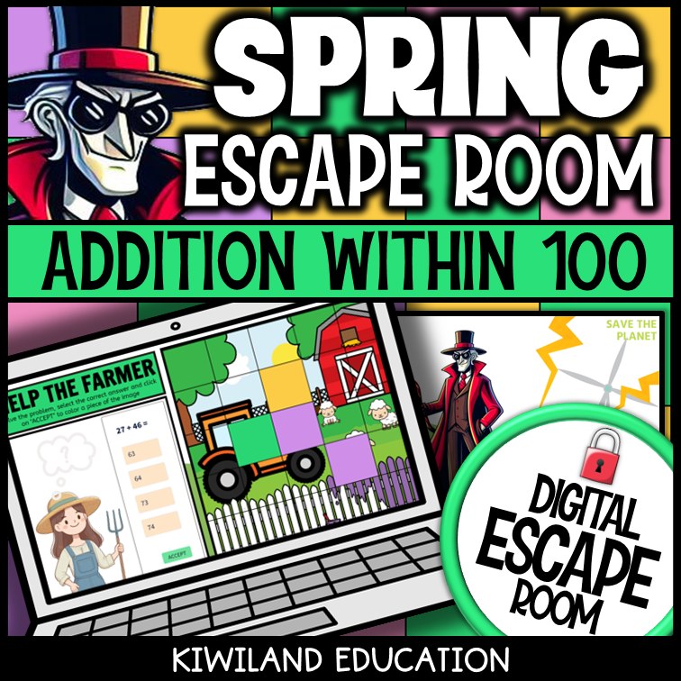 Earth Day addition within 100 color by number cover — math activity for grades 1–3