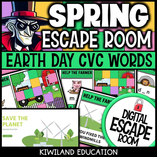 Earth Day CVC words color by code preview screen