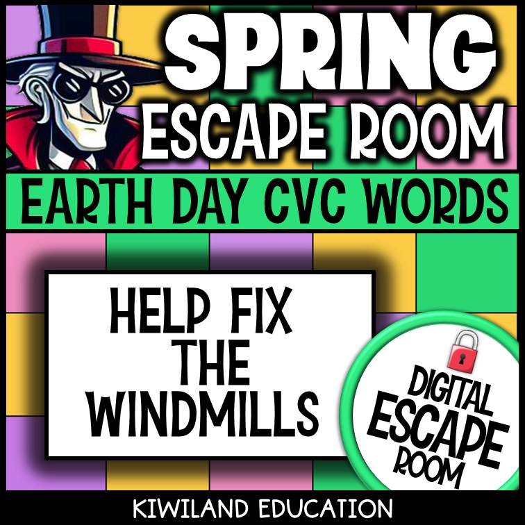 Earth Day CVC words color by code self-checking activity