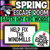 Earth Day CVC words color by code self-checking activity