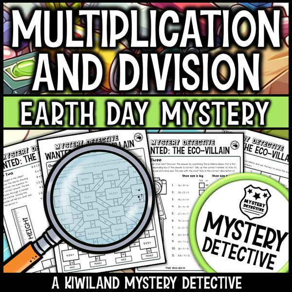 Earth day eco villain no-prep printable mystery detective division activity