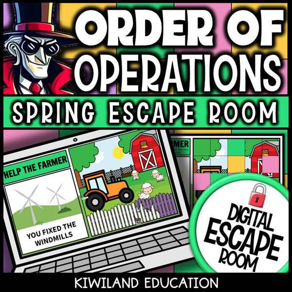 Earth Day order of operations color by number mystery picture grid