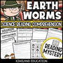 Earthworms science reading mystery comprehension activity cover for grades 3-6