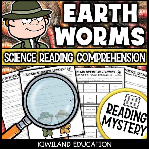 Printable nonfiction earthworms reading comprehension passage activity for grades 3-6
