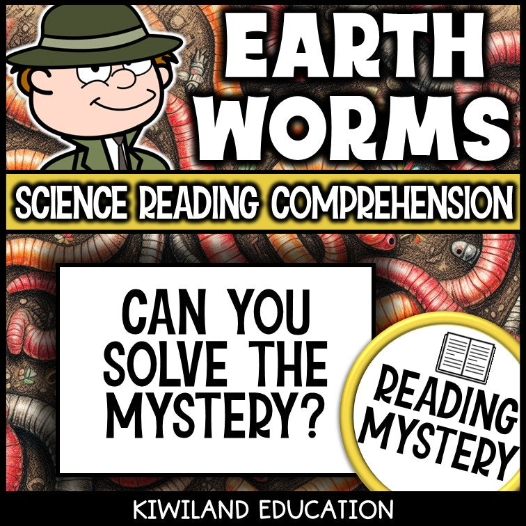 No-prep earthworms science reading comprehension worksheet with answer key