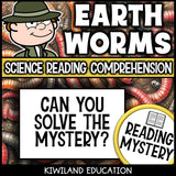 No-prep earthworms science reading comprehension worksheet with answer key