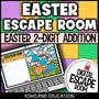 Easter 2-digit addition within 100 digital escape room cover — math activity for grades 1–3