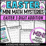 Easter 3-digit addition with regrouping math mystery worksheets cover