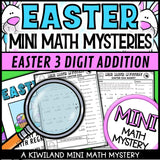 Easter 3-digit addition math mystery worksheet sample page