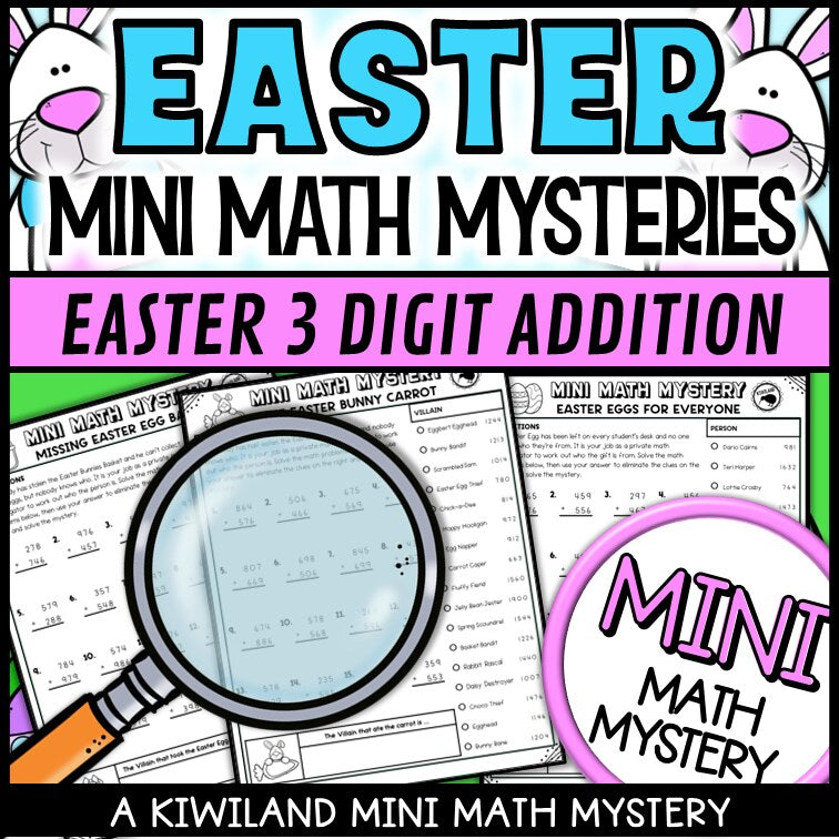 Easter 3-digit addition math mystery answer key