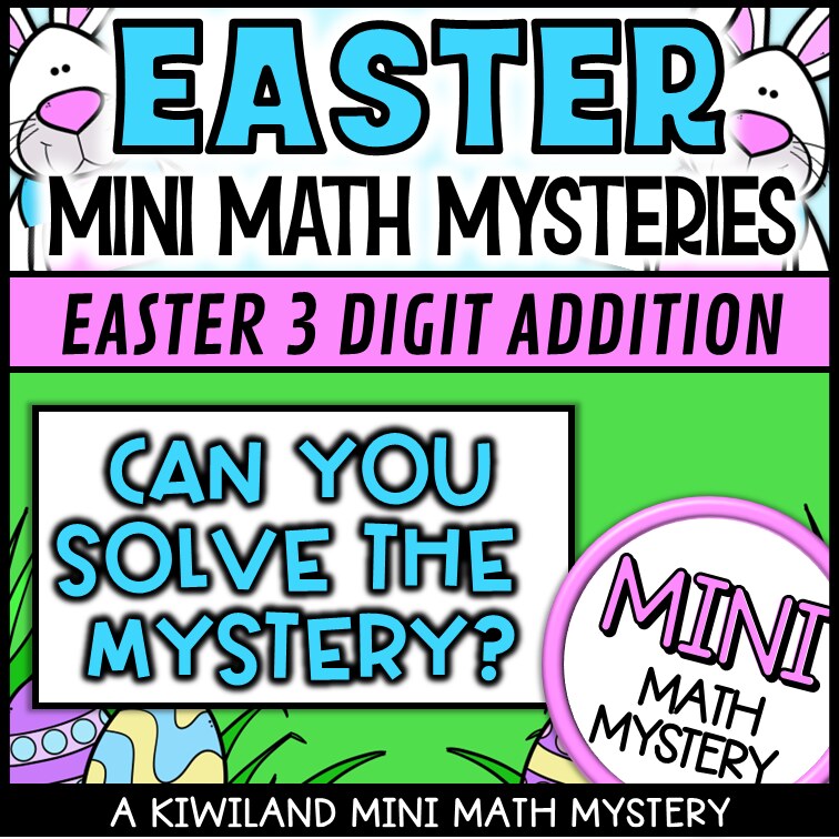 Easter 3-digit addition math mystery activity preview