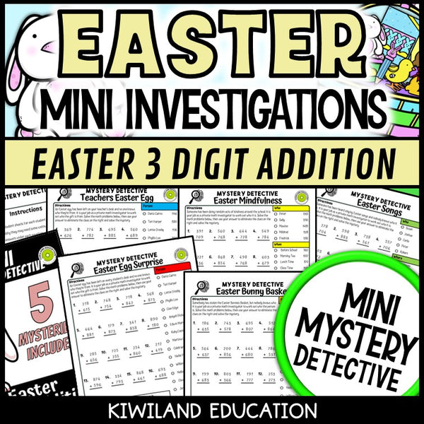 Easter 3-digit addition with regrouping worksheets 2nd 3rd grade