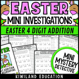 Easter 4-digit addition with regrouping worksheets 3rd 4th grade