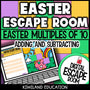 Easter adding and subtracting multiples of 10 digital escape room cover — math activity for grades 1–3