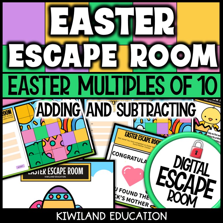 Easter multiples of 10 digital escape room counting by tens