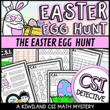 Easter addition and subtraction CSI Math Mystery cover - The Easter Egg Hunt, Grades 2-5