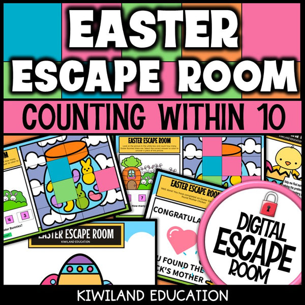 Easter counting to 10 digital escape room counting objects