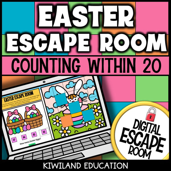 Easter counting within 20 digital escape room cover — math activity for grades K–1