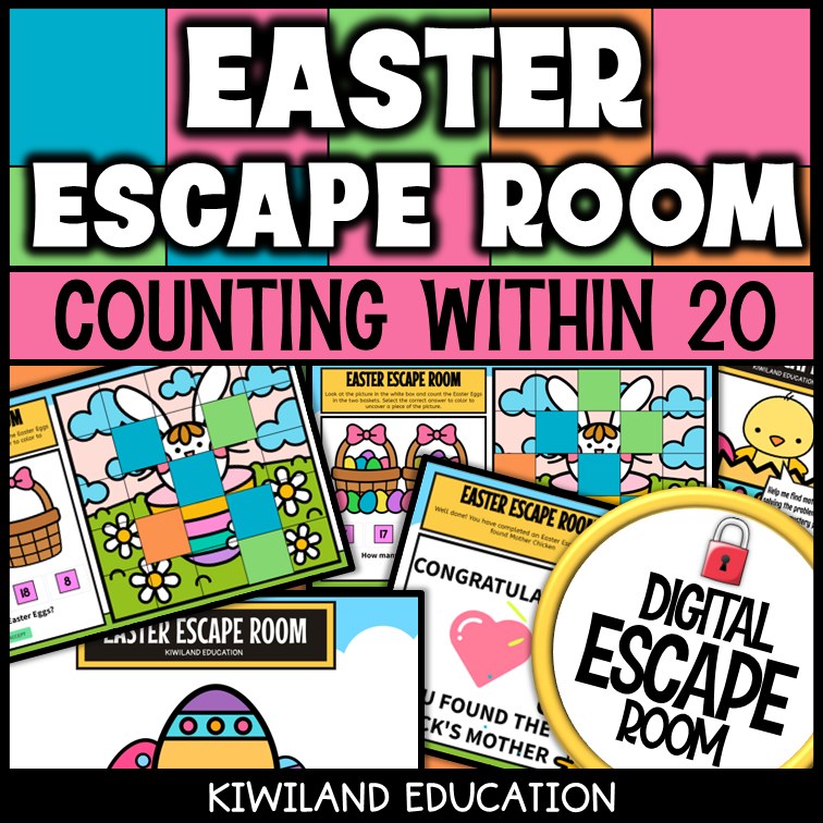 Easter counting to 20 digital escape room counting objects