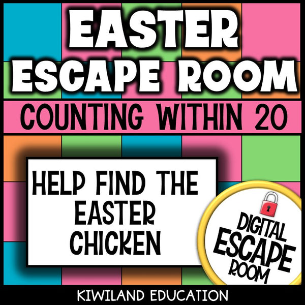 Easter counting to 20 digital escape room self-checking activity
