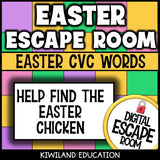 Easter CVC words digital escape room self-checking activity
