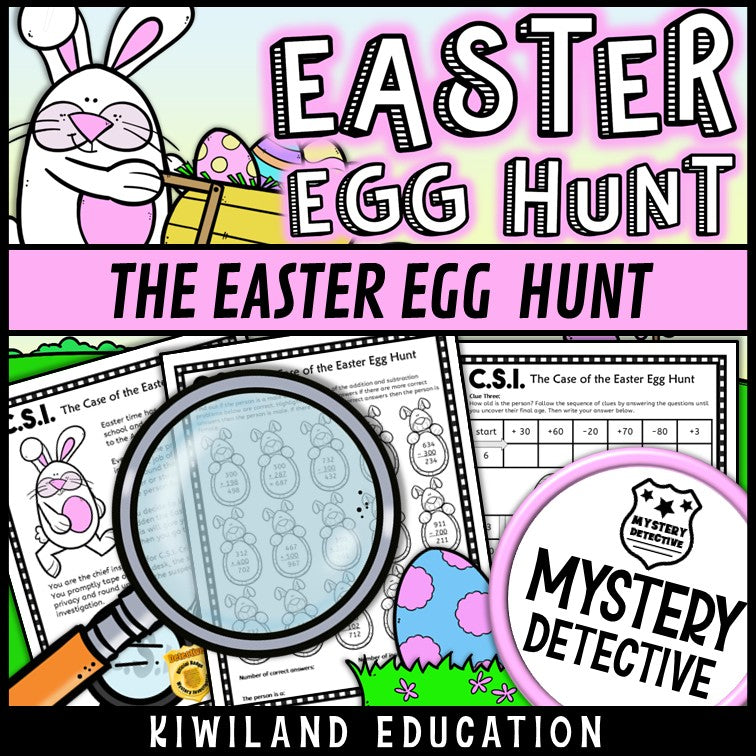 Easter egg hunt story page spring detective case grades 2-5