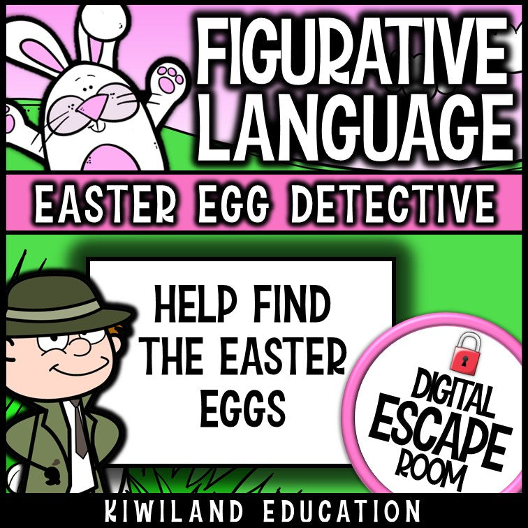 Easter figurative language digital escape room self-checking activity