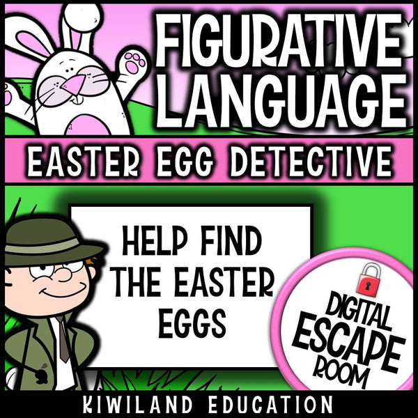 Easter figurative language digital escape room self-checking activity