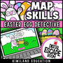 Easter map skills digital escape room cover — coordinates on a grid for grades 1–3