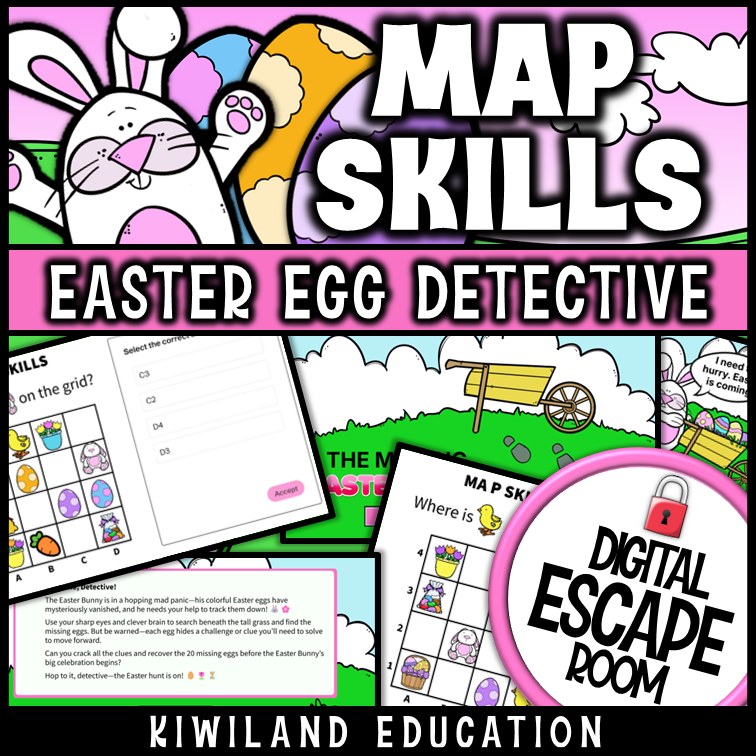 Easter map skills digital escape room preview screen