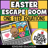 Easter one-step equations digital escape room preview screen