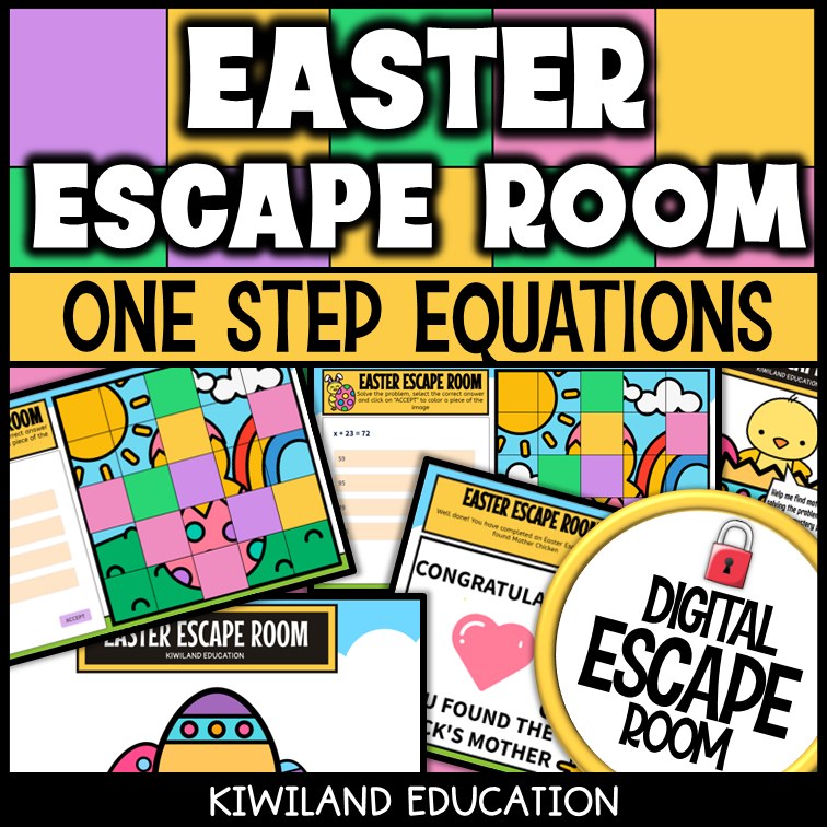 Easter one-step equations digital escape room solving for x