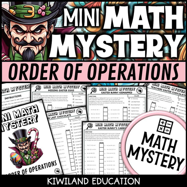 Easter order of operations PEMDAS math mystery worksheets cover